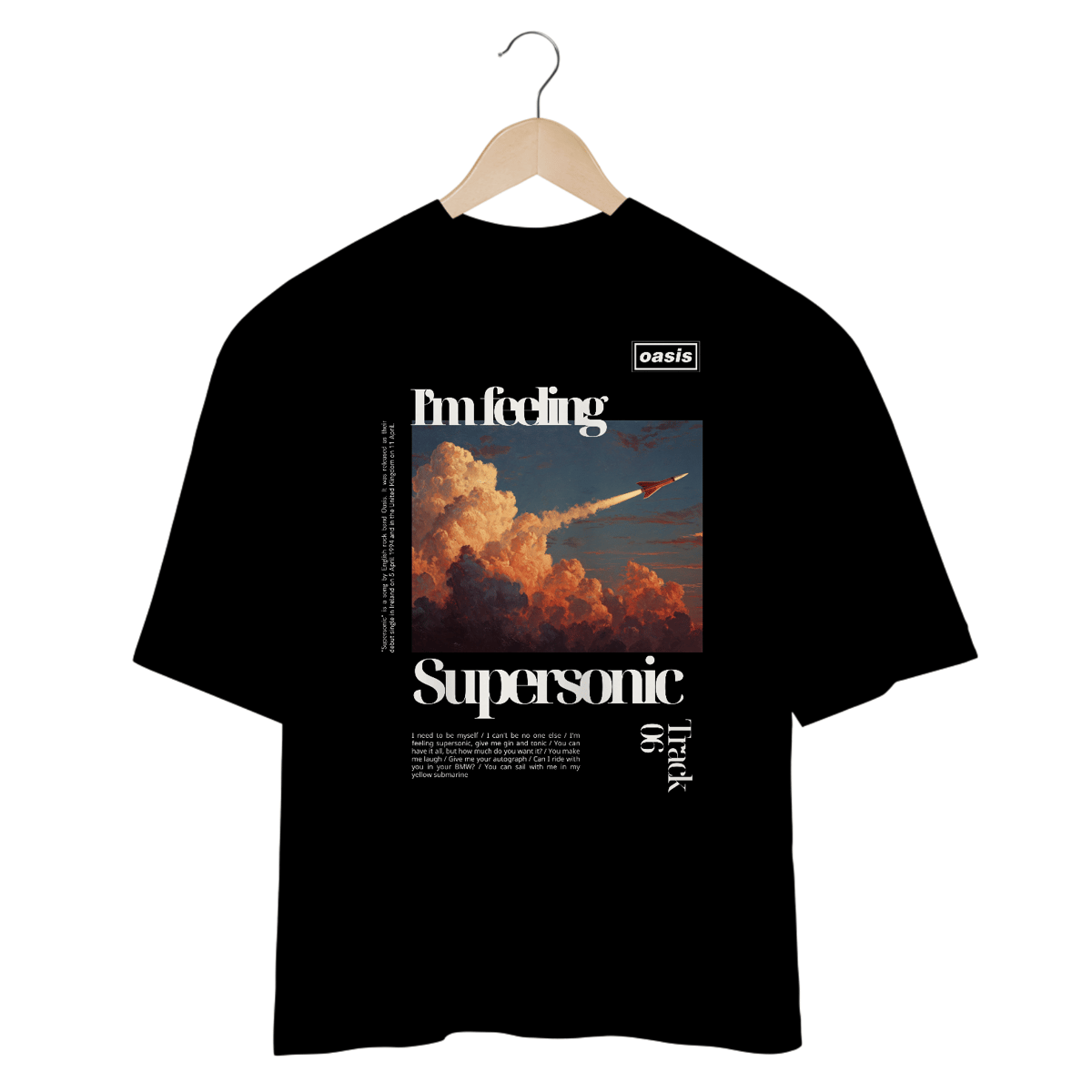 Nome do produto: Camiseta Oversized Oasis Supersonic (Preta)