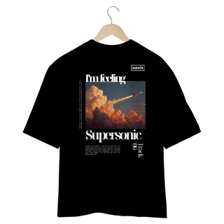 Nome do produto Camiseta Oversized Oasis Supersonic (Preta, Estampa nas Costas)
