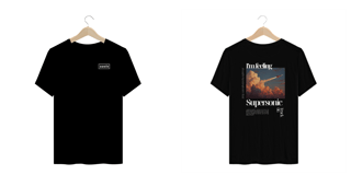 Nome do produto Camiseta Plus Size Oasis Supersonic (Preta, Estampa Frente & Costas)