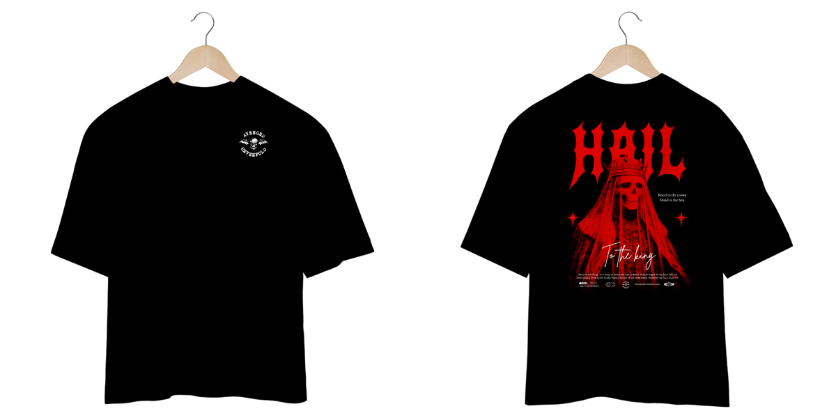 Nome do produto: Camiseta Oversized Avenged Sevenfold Hail to the King (Estampa Frente e Costas)