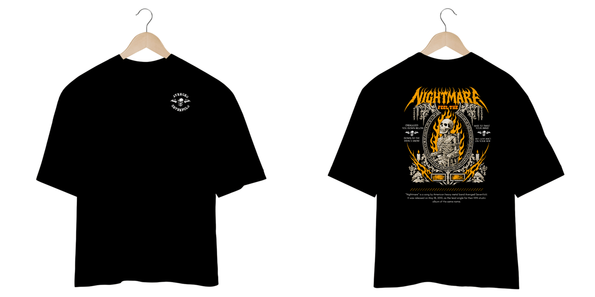 Nome do produto: Camiseta Oversized Avenged Sevenfold Nightmare (Estampa Frente e Costas)