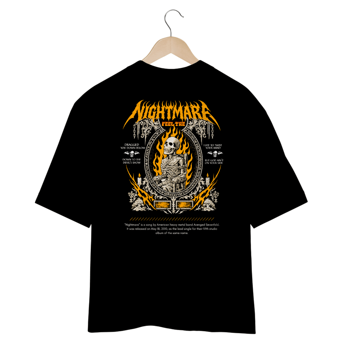 Nome do produto: Camiseta Oversized Avenged Sevenfold Nightmare (Estampa nas Costas)