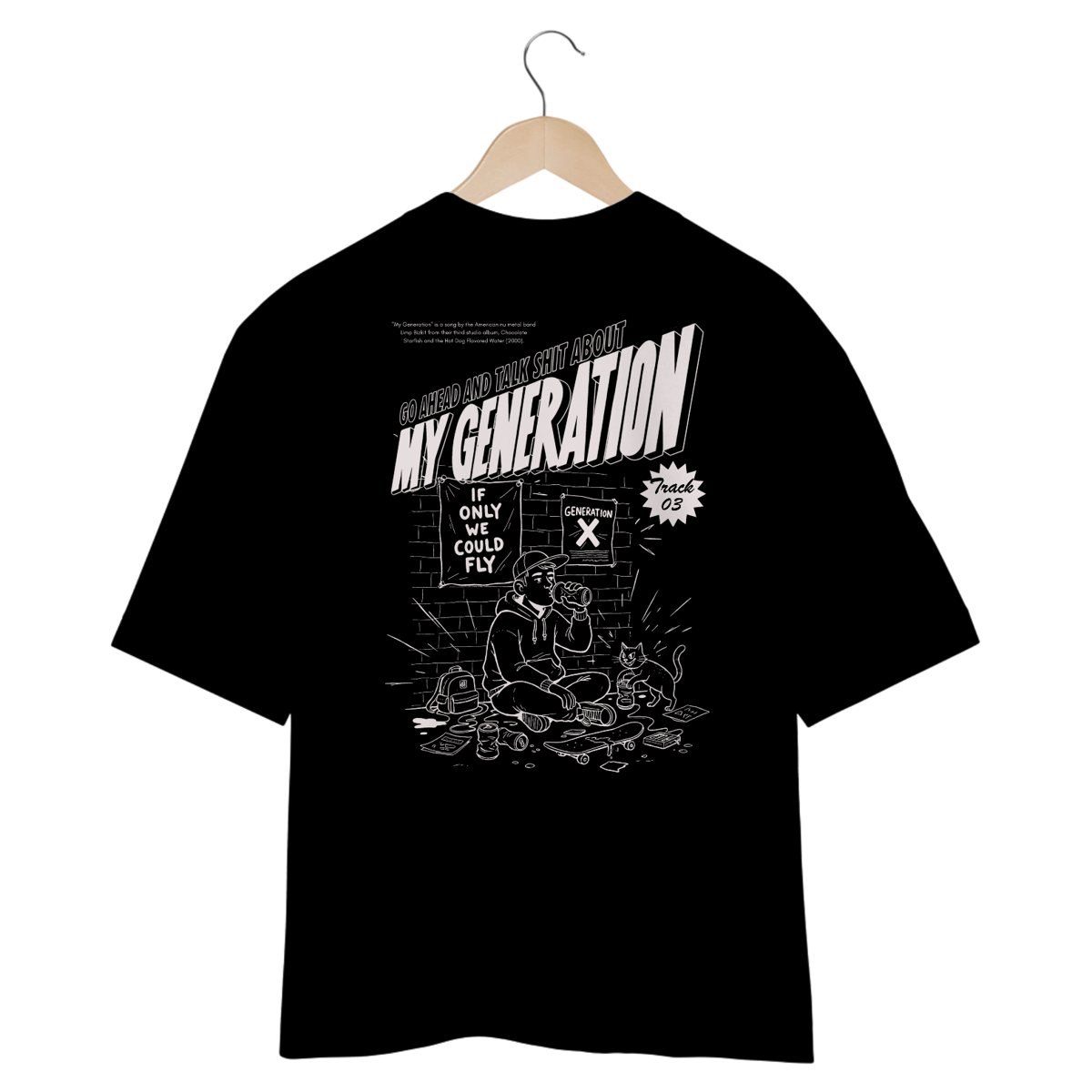 Nome do produto: Camiseta Oversized Limp Bizkit My Generation (Preta, Estampa nas Costas)