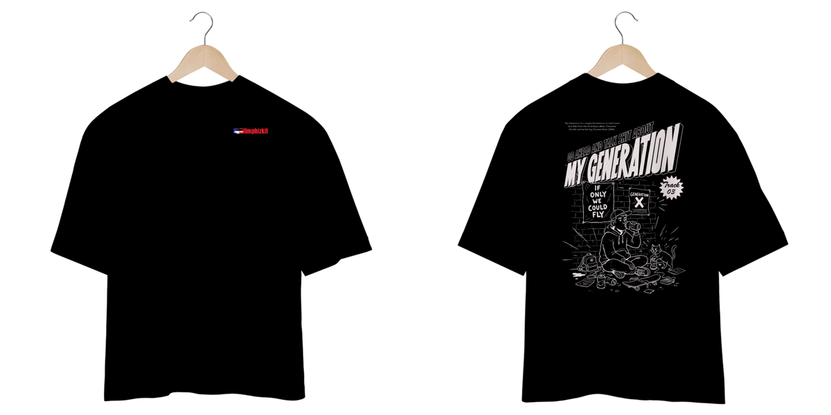 Nome do produto: Camiseta Oversized Limp Bizkit My Generation (Preta, Estampa Frente e Costas)