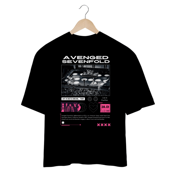 Camiseta Oversized Avenged Sevenfold Live in Curitiba 28.01