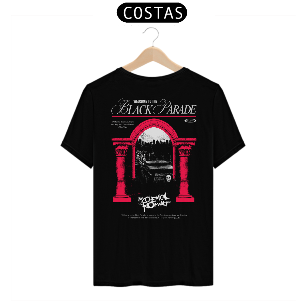 Nome do produto: Camiseta My Chemical Romance Welcome To The Black Parade (Estampa nas Costas)