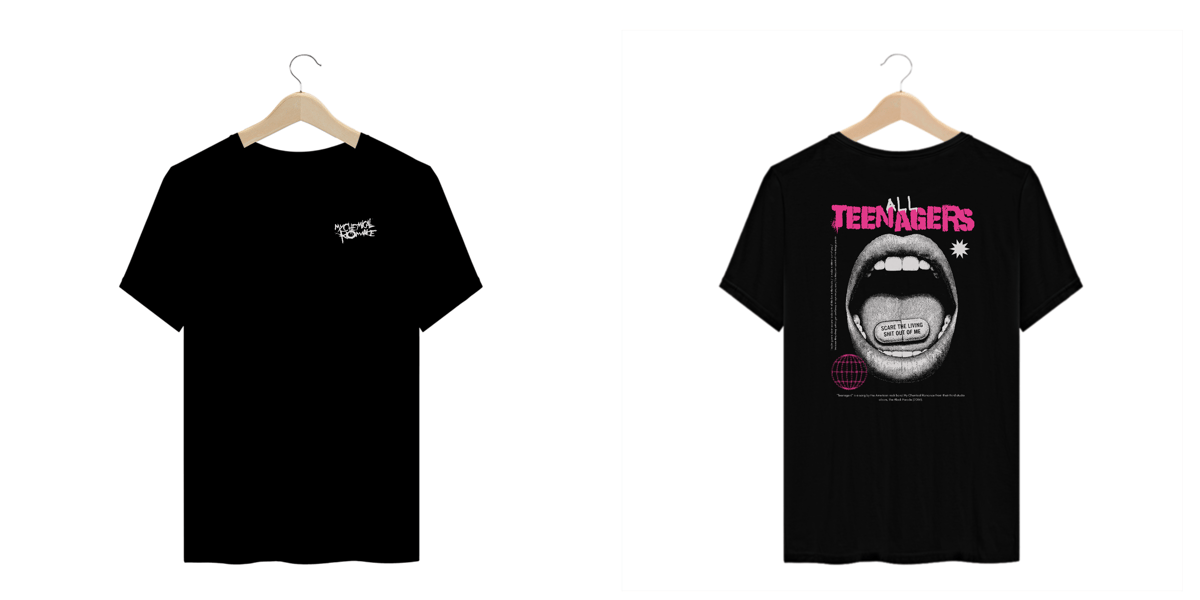 Nome do produto: Camiseta Plus Size My Chemical Romance Teenagers (Estampa Frente & Costas)