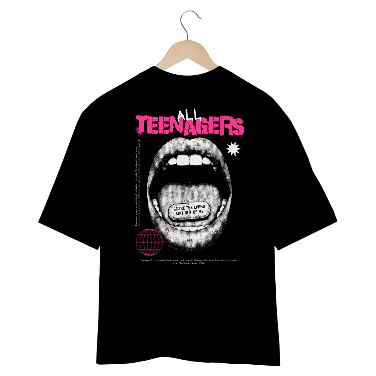 Nome do produto: Camiseta Oversized My Chemical Romance Teenagers (Estampa nas Costas)