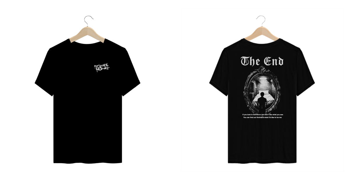Nome do produto: Camiseta Plus Size My Chemical Romance The End (Estampa Frente & Costas)