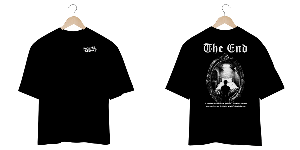 Nome do produto: Camiseta Oversized My Chemical Romance The End (Estampa Frente & Costas)