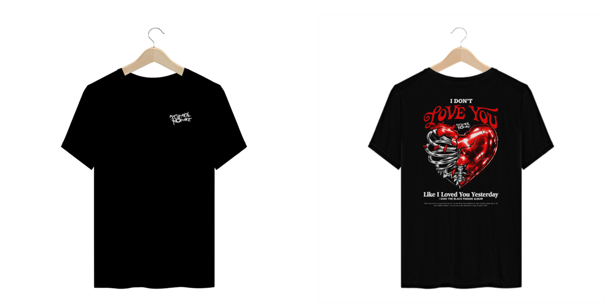 Nome do produto: Camiseta Plus Size My Chemical Romance I Don\'t Love You (Estampa Frente & Costas, Preta)