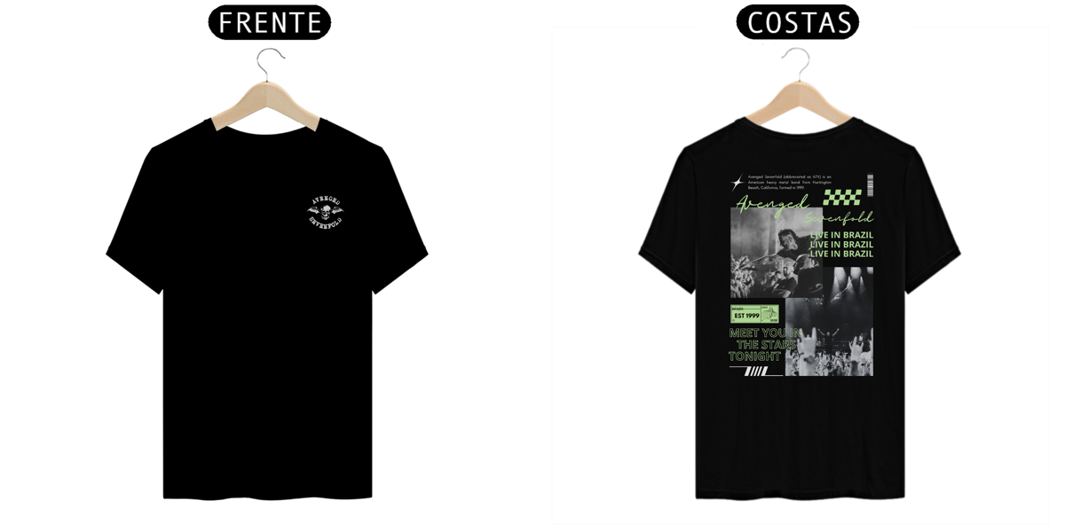 Nome do produto: Camiseta Avenged Sevenfold Live in Brazil (Estampa Frente & Costas)