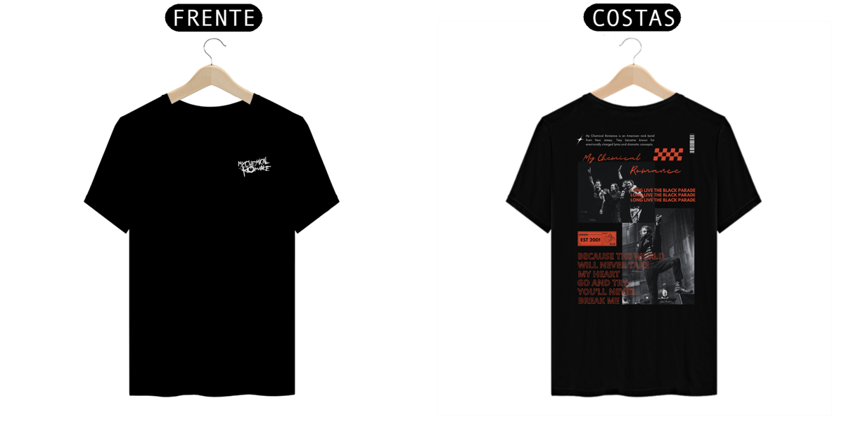 Nome do produto: Camiseta My Chemical Romance The Black Parade Tour (Estampa Frente e Costas)