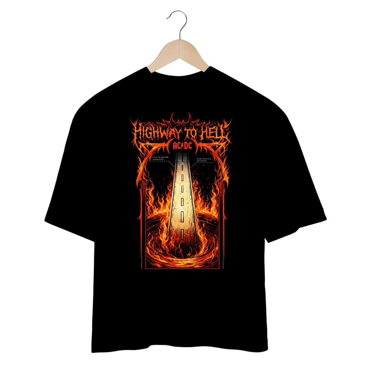 Nome do produto: Camiseta Oversized AC/DC Highway to Hell
