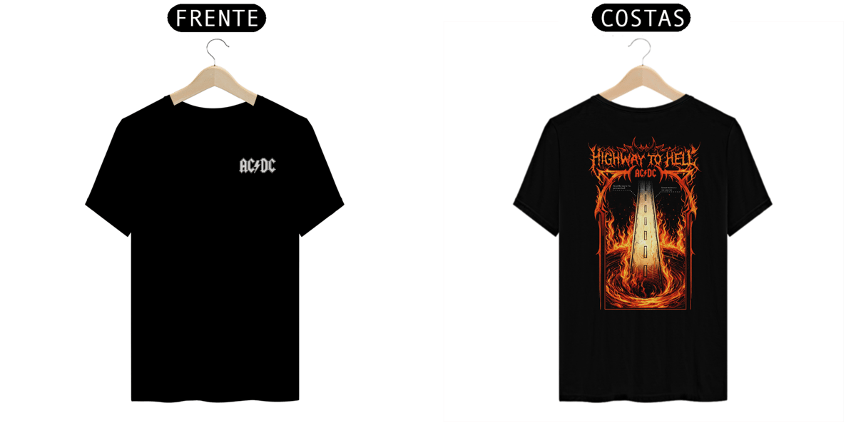 Nome do produto: Camiseta AC/DC Highway to Hell (Estampa Frente e Costas)