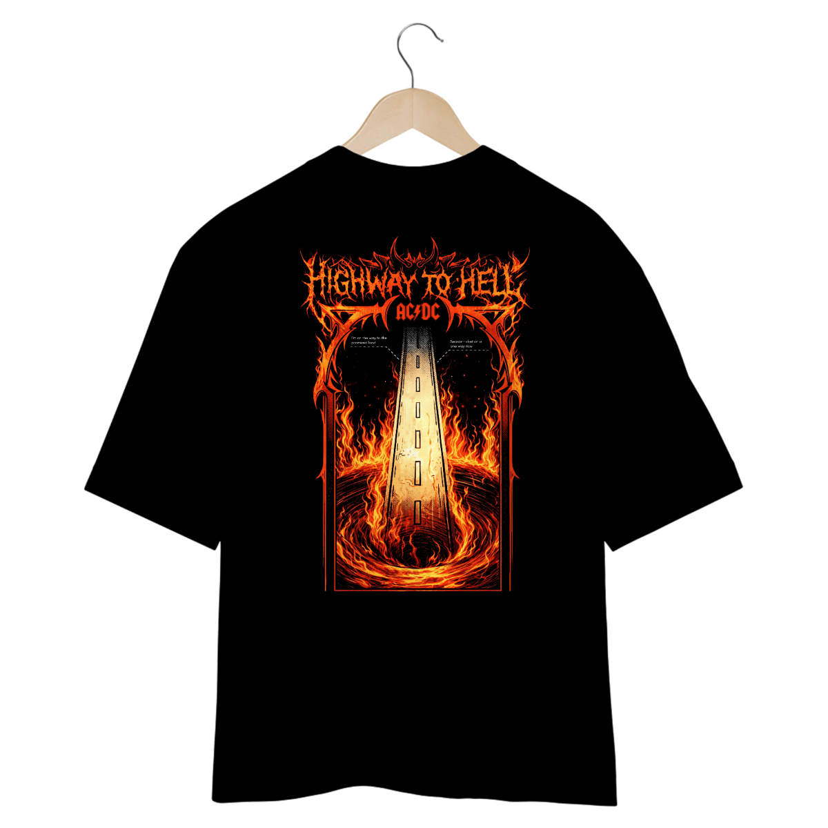 Nome do produto: Camiseta Oversized AC/DC Highway to Hell (Estampa nas Costas)