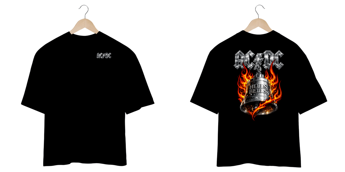Nome do produto: Camiseta Oversized AC/DC Hells Bells (Estampa Frente e Costas)