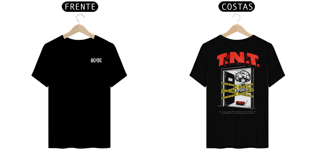 Nome do produto: Camiseta AC/DC T.N.T. (Estampa Frente e Costas)