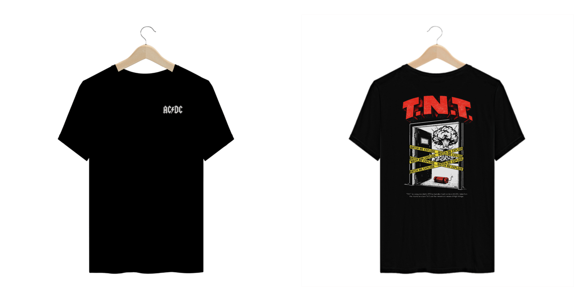 Nome do produto: Camiseta Plus Size AC/DC T.N.T. (Estampa Frente e Costas)