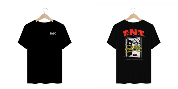 Camiseta Plus Size AC/DC T.N.T. (Estampa Frente e Costas)