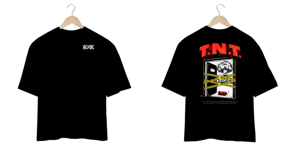 Camiseta Oversized AC/DC T.N.T. (Estampa Frente e Costas)