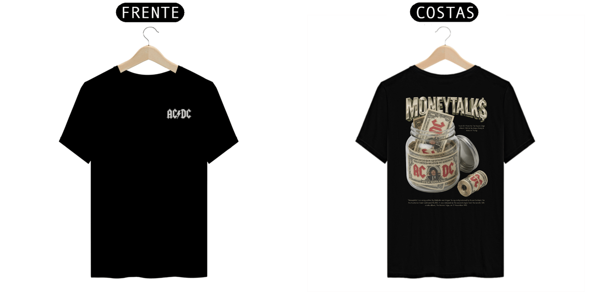 Nome do produto: Camiseta AC/DC Moneytalks (Estampa Frente e Costas)