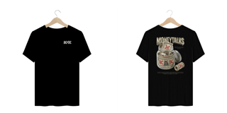 Nome do produto Camiseta Plus Size AC/DC Moneytalks (Estampa Frente e Costas)
