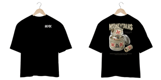 Nome do produto Camiseta Oversized AC/DC Moneytalks (Estampa Frente e Costas)