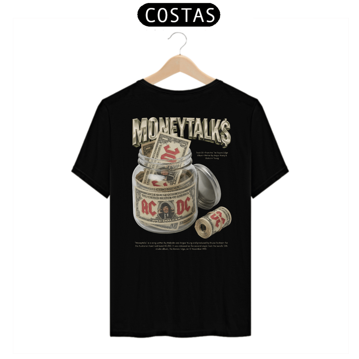 Nome do produto: Camiseta AC/DC Moneytalks (Estampa nas Costas)