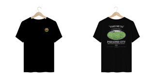 Nome do produto Camiseta Plus Size Guns N' Roses Paradise City (Preta, Estampa Frente e Costas)