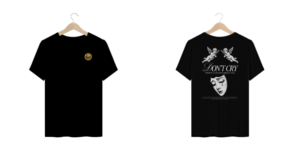 Camiseta Plus Size Guns N' Roses Don't Cry (Preta, Estampa Frente e Costas)