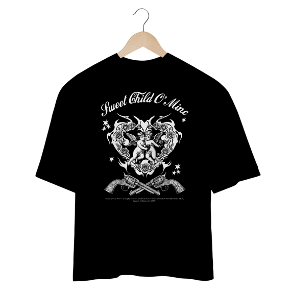 Camiseta Oversized Guns N' Roses Sweet Child O' Mine V2 (Preta)