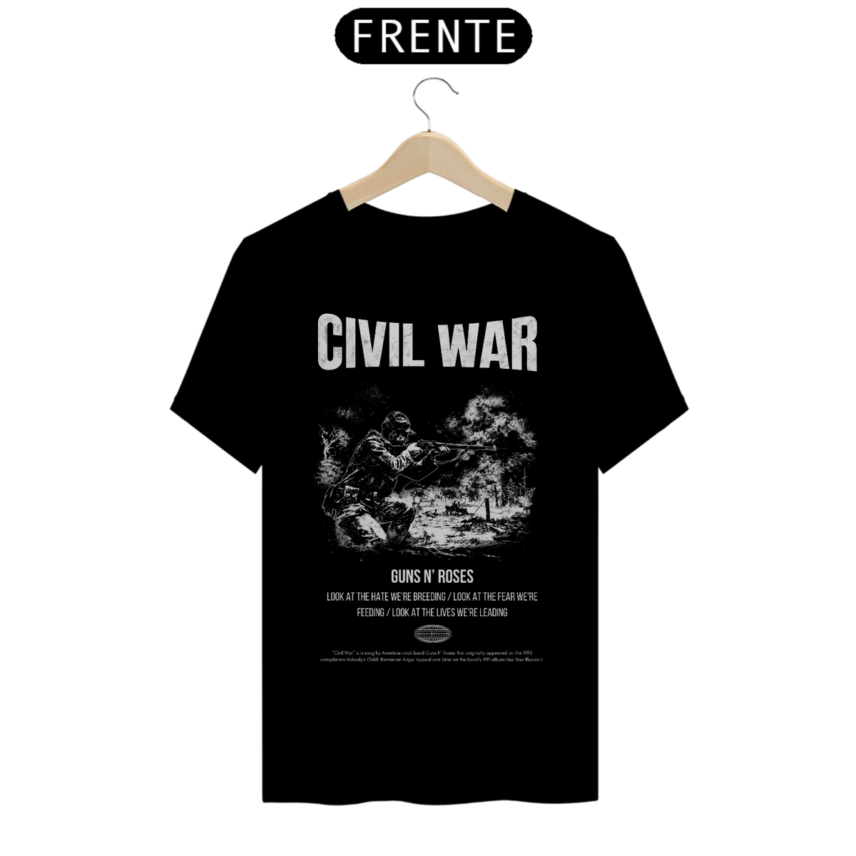 Nome do produto: Camiseta Guns N\' Roses Civil War (Preta)