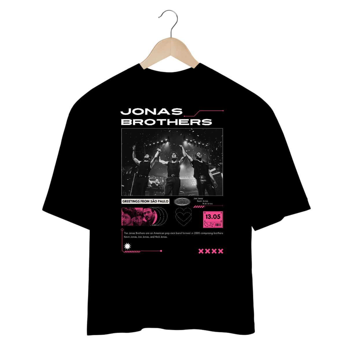 Nome do produto: Camiseta Oversized Jonas Brothers Greetings From São Paulo 13.05