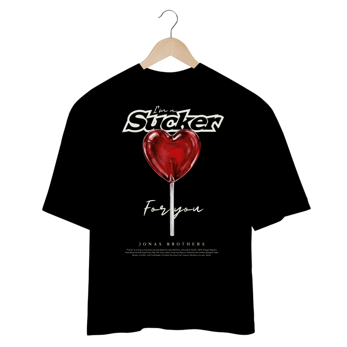 Nome do produto: Camiseta Oversized Jonas Brothers Sucker (Preta)