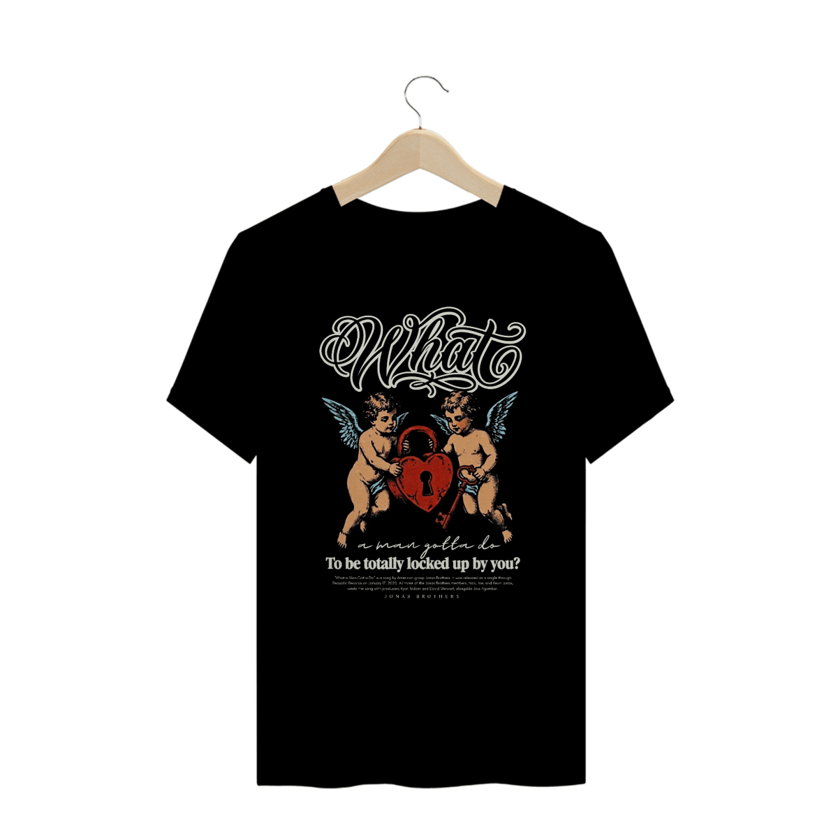 Nome do produto: Camiseta Plus Size Jonas Brothers What a Man Gotta Do (Preta)