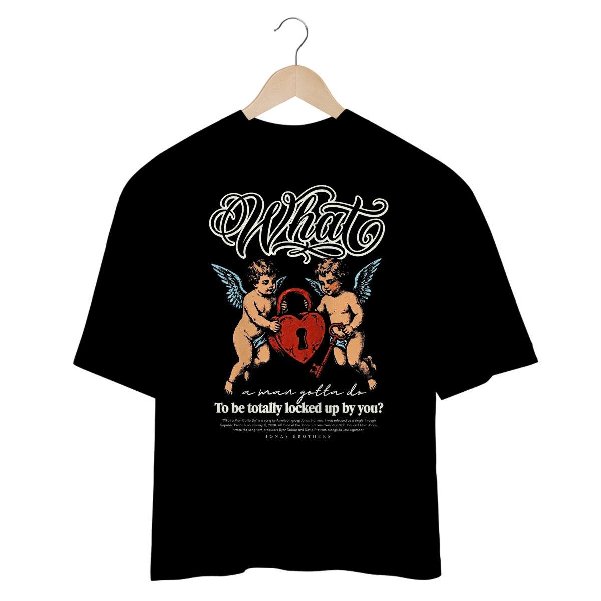 Nome do produto: Camiseta Oversized Jonas Brothers What a Man Gotta Do (Preta)