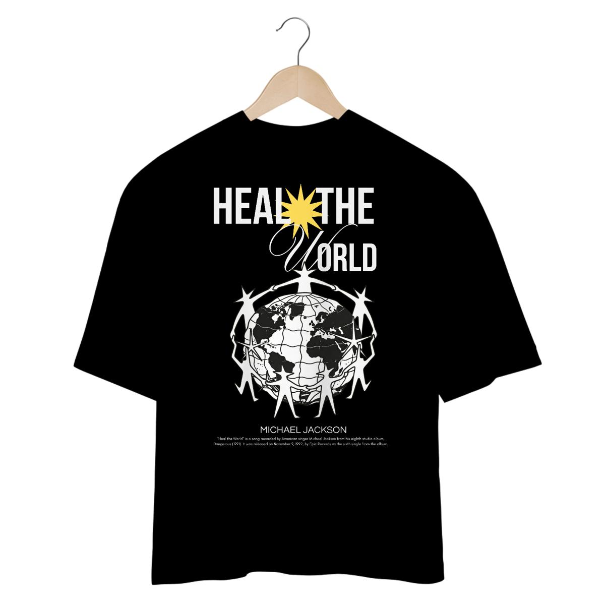 Nome do produto: Camiseta Oversized Michael Jackson Heal The World