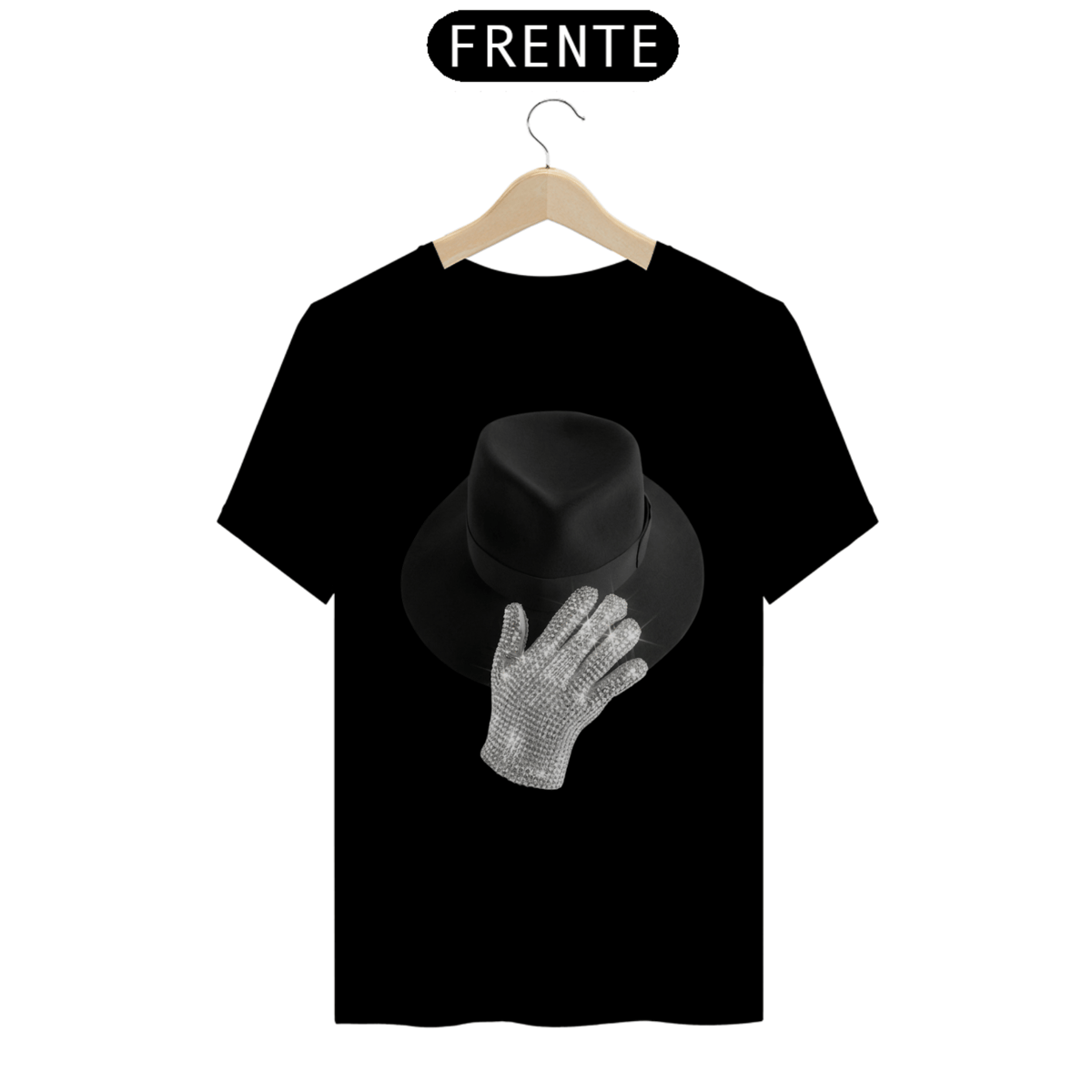 Nome do produto: Camiseta Michael Jackson Chapéu e Luva