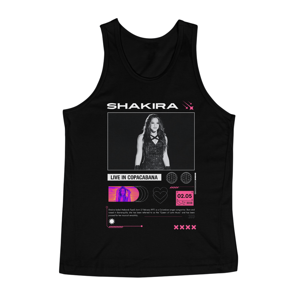 Nome do produto: Regata Shakira Live in Copacabana 02.05