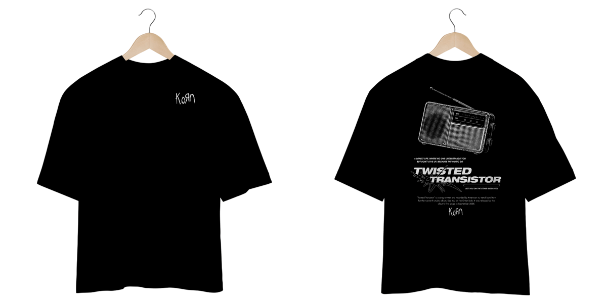 Nome do produto: Camiseta Oversized Korn Twisted Transistor (Estampa Frente & Costas)