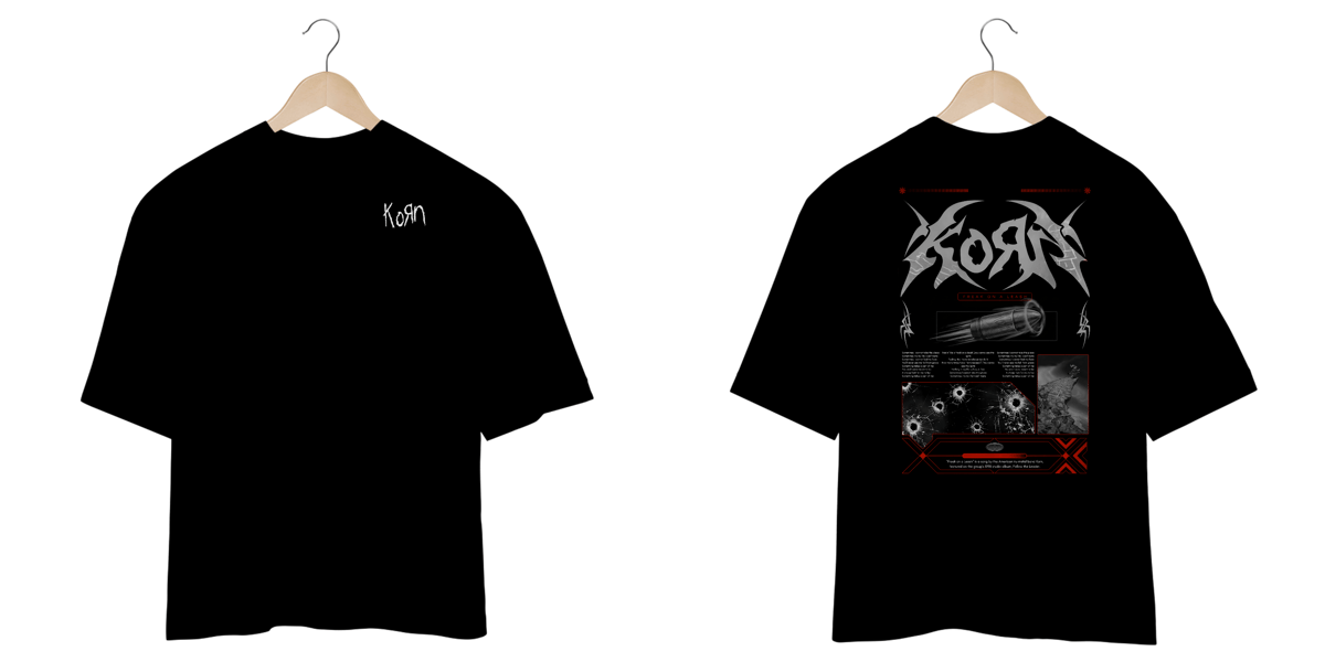 Nome do produto: Camiseta Oversized Korn Freak On A Leash (Estampa Frente & Costas)
