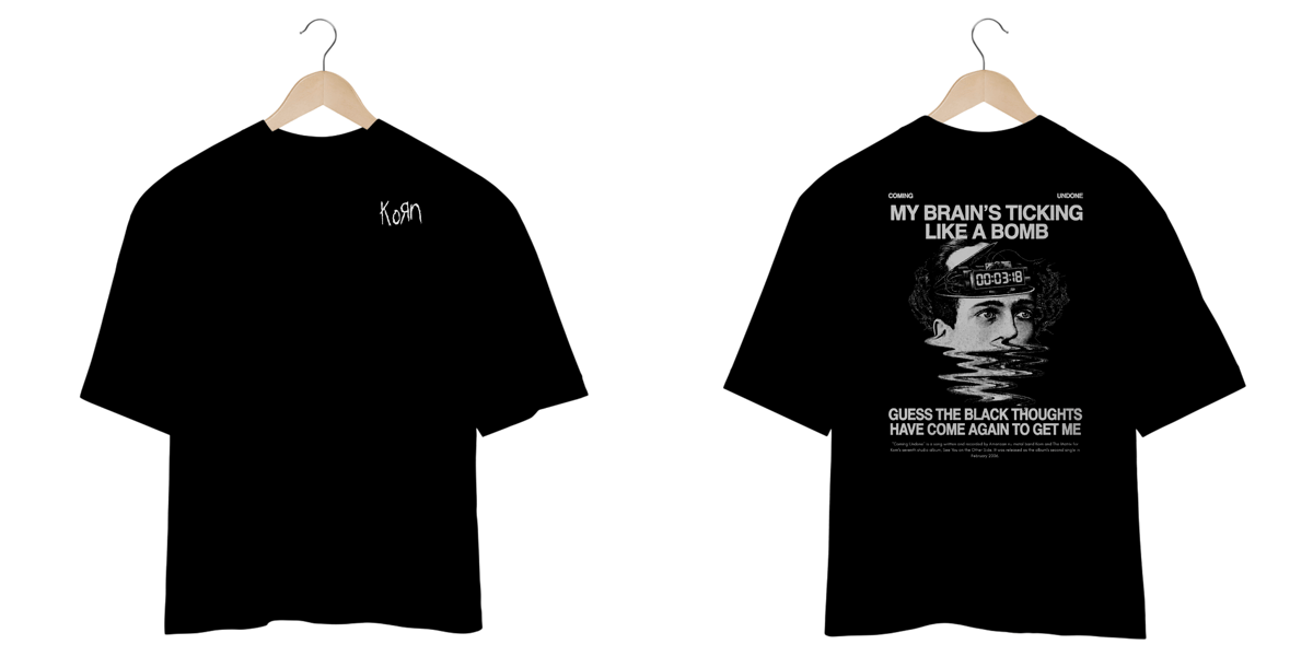 Nome do produto: Camiseta Oversized Korn Coming Undone (Estampa Frente & Costas)