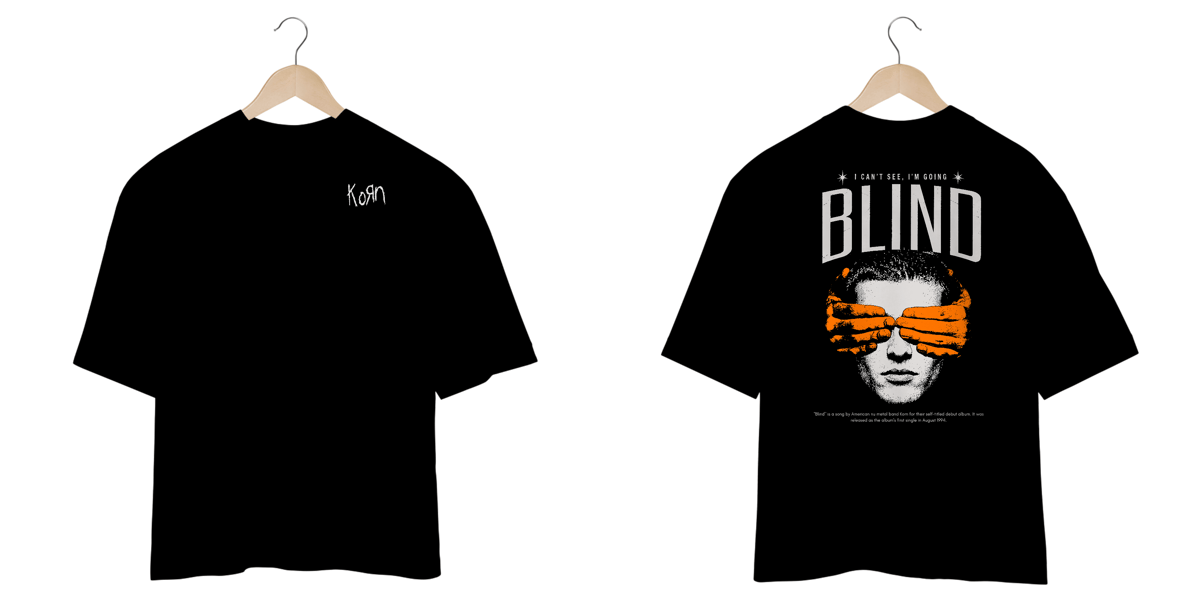 Nome do produto: Camiseta Oversized Korn Blind (Estampa Frente & Costas)