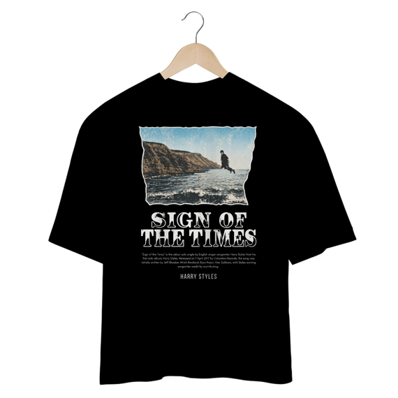 Camiseta Oversized Harry Styles Sign Of The Times (Preta)