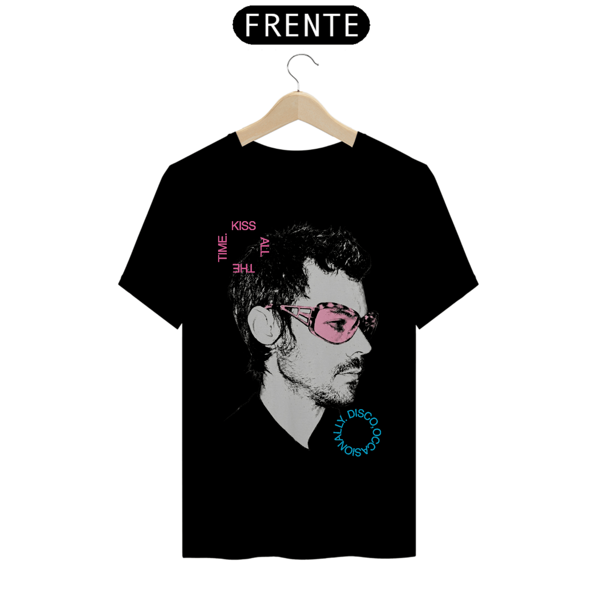 Nome do produto: Camiseta Harry Styles Kiss All the Time. Disco, Occasionally. (Preta)