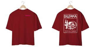 Nome do produto Camiseta Oversized Green Day Dilemma (Preta & Vinho, Estampa Frente e Costas)