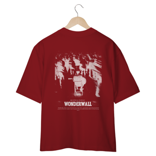Nome do produto Camiseta Oversized Oasis Wonderwall (Preta & Vinho, Estampa nas Costas)