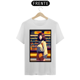 In the style of 90's vintage. anime art of a model