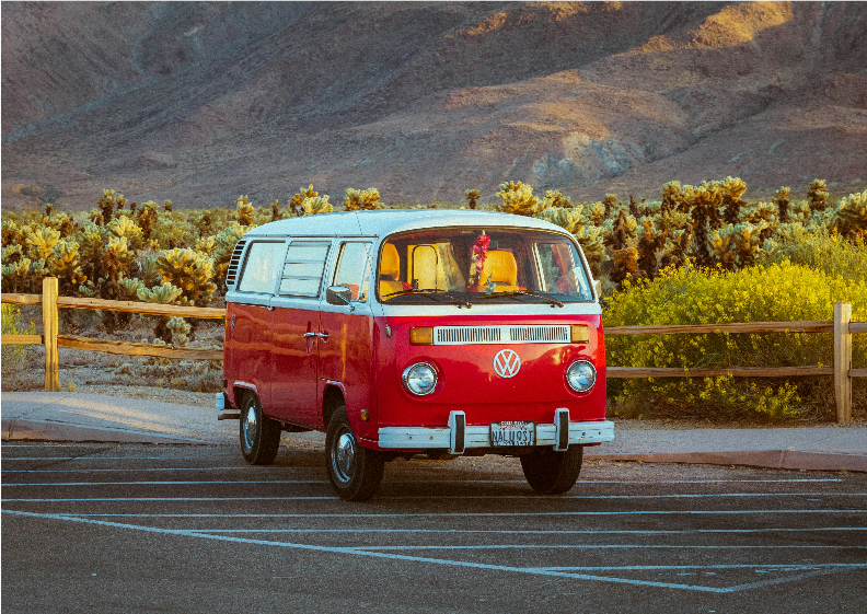 Pôster Kombi vermelha retrô